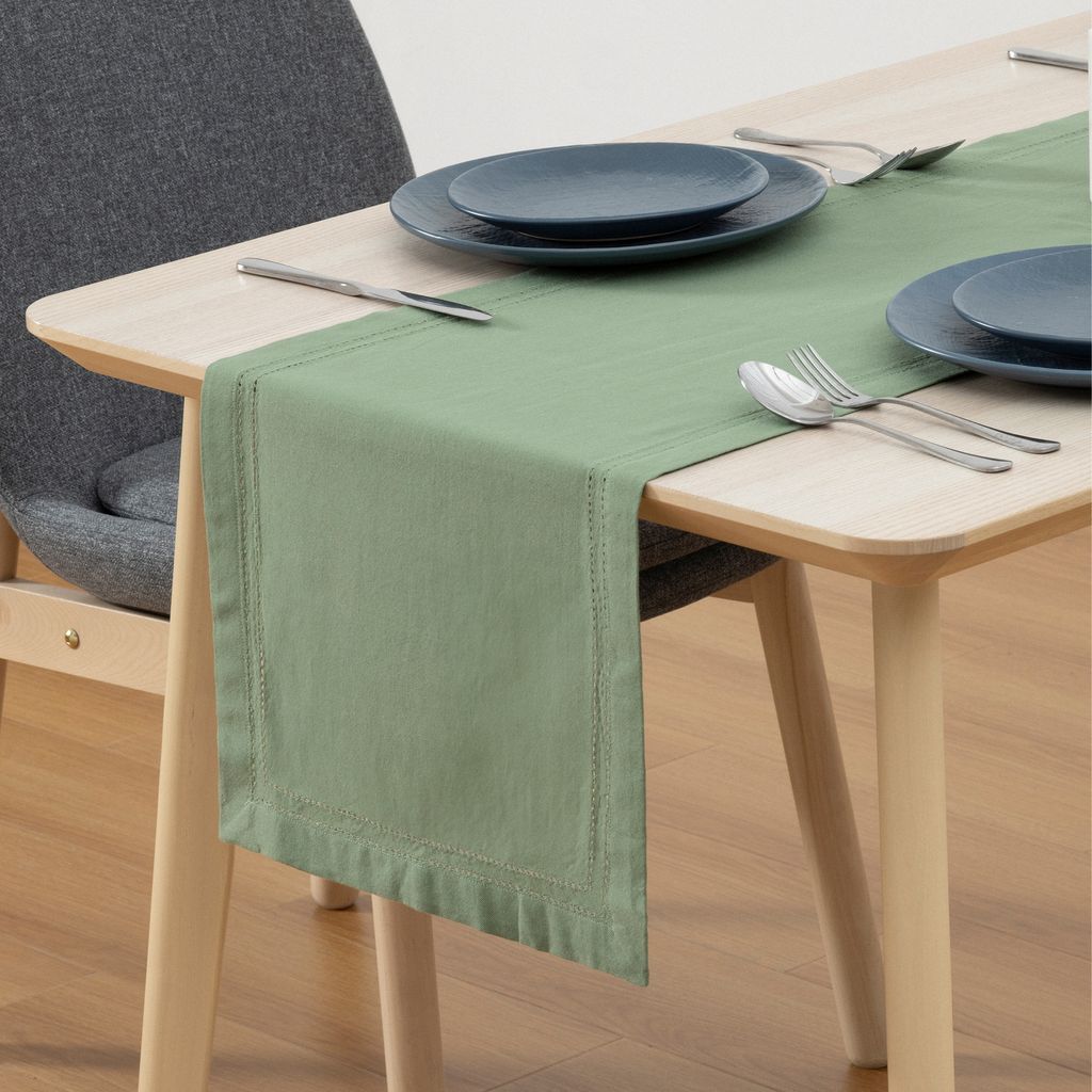 JEMIDI Tischläufer modern Grün 40x180cm - 100% Baumwolle - Moderne Tischläufer - - Stoff Tischläufer - Table Runner Extra Lang -