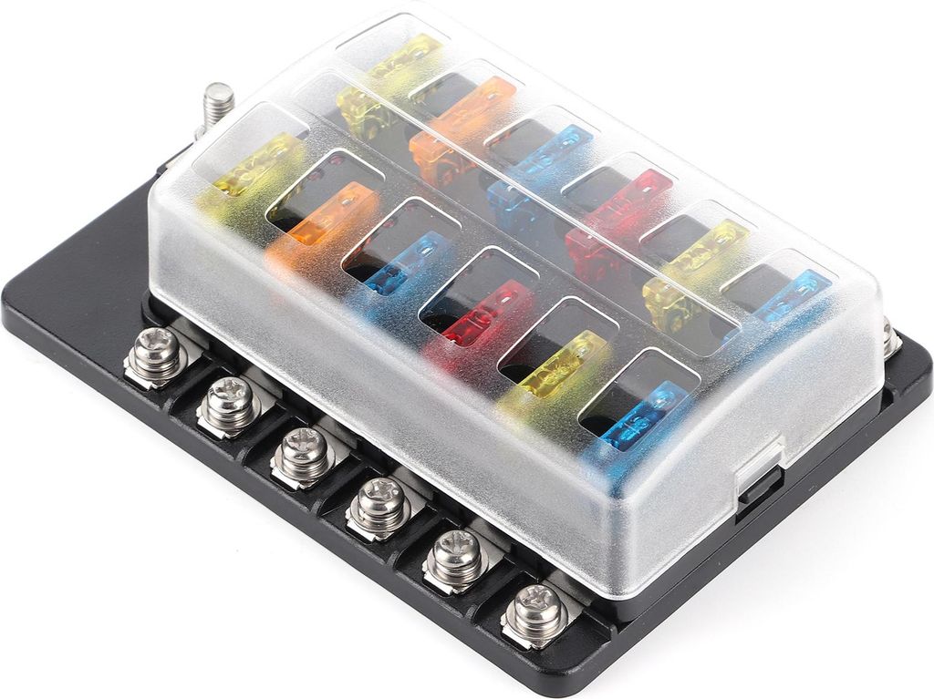 12-Wege-Sicherungskasten-Klingenblockhalter mit wasserdichter LED-Anzeige für Auto, Boot, Bus, Yacht