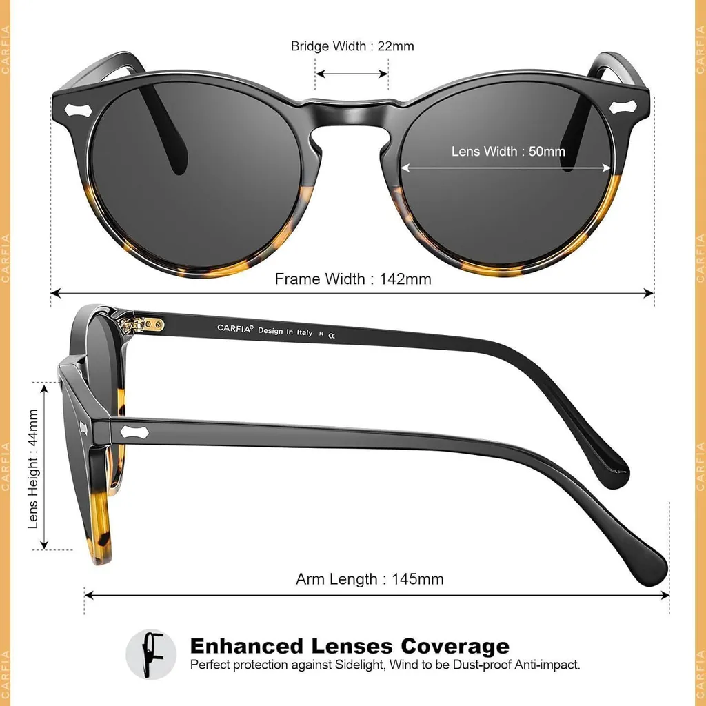 Carfia Polarizzati Uomo - Occhiali da Sole in Acetato per Outdoor - 2