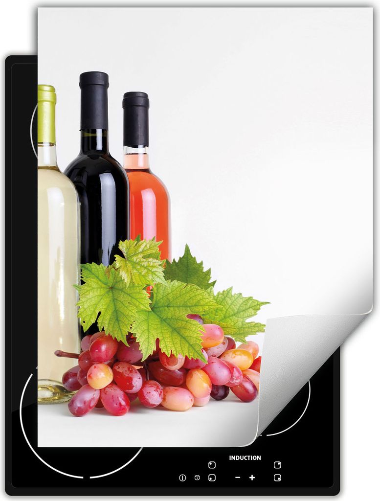 DarHaus Herdabdeckplatte Einteilig Küche Abdeckplatte für Glaskeramikfeld Abdeckung Induktionskochfeld Aufrollbare Matte 40x52 cm, weiß - Wein