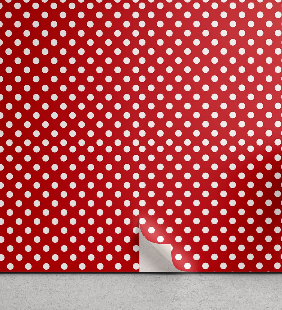 ABAKUHAUS Retro abziehbare & klebbare Tapete für Zuhause, Tupfen Kreisformen, selbstklebendes Wohnzimmer Küchenakzent, 33 cm x 180 cm, Rot