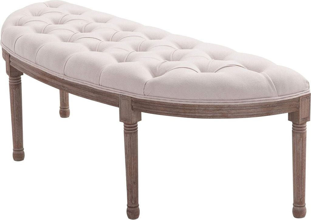 HOMCOM gepolstertes Sofa Lounge Hocker Vintage Retro mit Tasten Sofa Sofa Leinen + Holz beige 140 x 51 x 48 cm