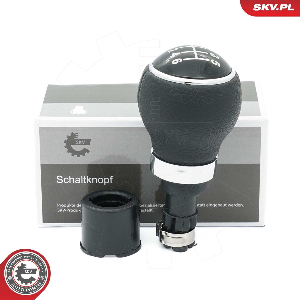 ESEN SKV Schaltknauf Schalthebelknauf Chrom/Schwarz Polyurethan(Polyurethan) Leder 6-Gang für VW GOLF VI (5K1) Golf V Schrägheck (1K1) Golf VI Va...
