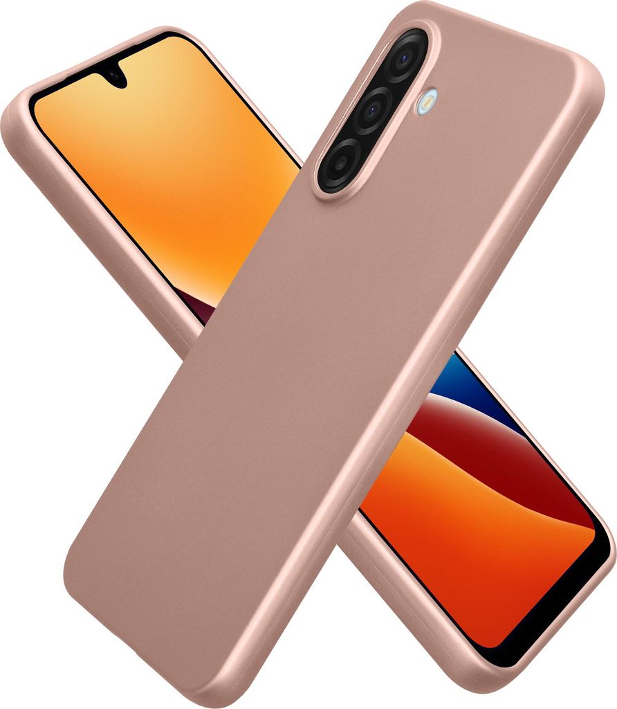 kwmobile Case kompatibel mit Samsung Galaxy A17 4G / 5G Hülle - Schutzhülle aus Silikon metallisch schimmernd - Handyhülle Metallic Rosegold
