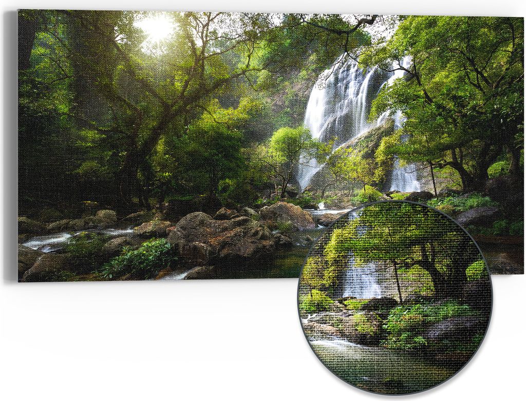 DEQORI Hybrid Leinwand Bild 60x30 cm 'Verborgenes Wasserwunder' Wandbild Glas flach modern