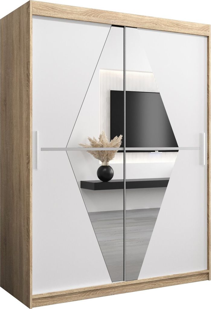 Kleiderschrank, Schiebetürenschrank Schlafzimmer, Schrank mit Spiegel BOLIWIA 150 cm