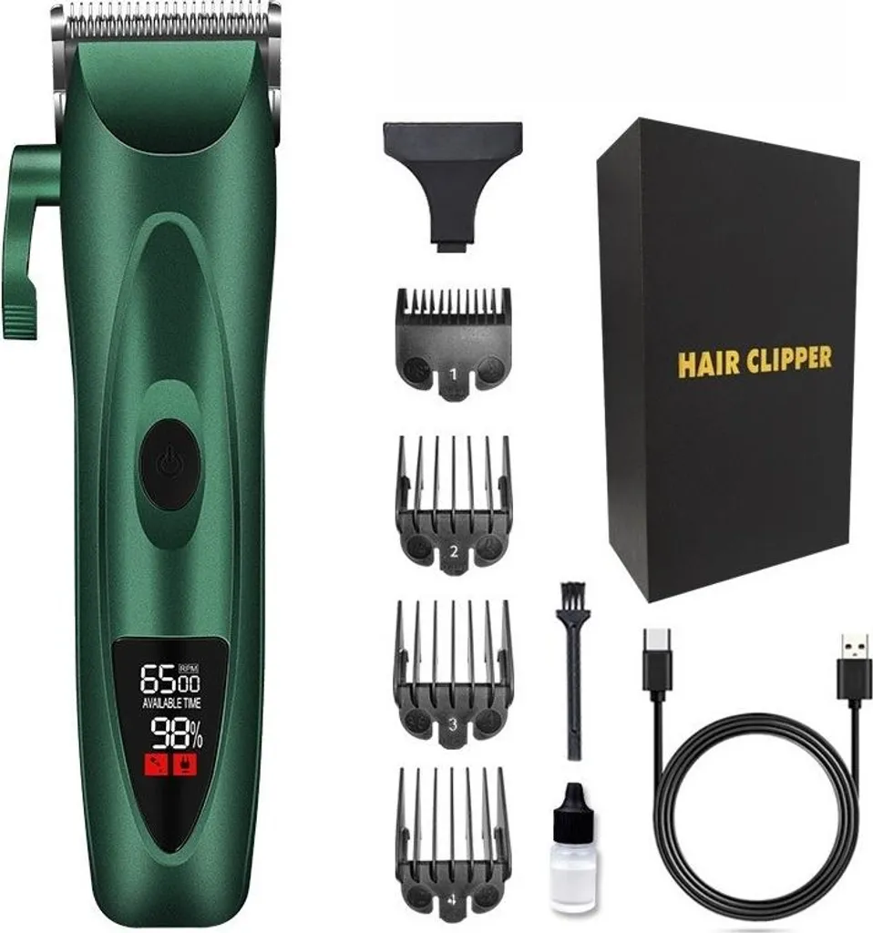 INF Hair Clipper Professional Green - Lama Vetroceramica Display LED