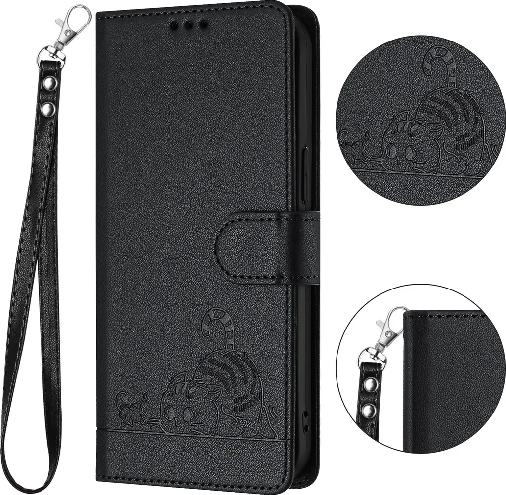 Custodia In Silicone Con Motivo Gatto Per Realme C67 4G, Morbida, Antiscivolo E Protezione Anti-caduta, Colore Nero