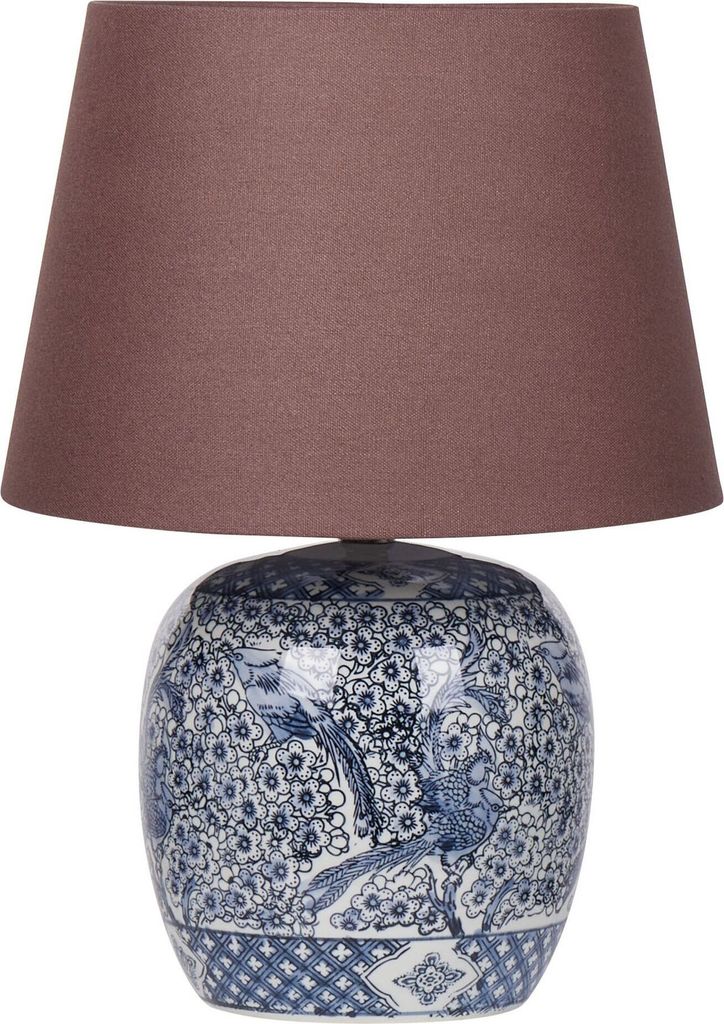 BELIANI Stolní lampa hnědá a modrá porcelánová základna Obrázek produktu 