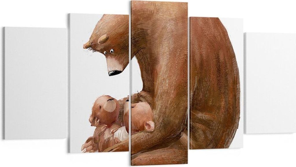 Bild auf Leinwand - Leinwandbild - 5 Teile - Bär Teddybären Kinder - 160x85cm - Wand Bild - Wanddeko - Wandbilder - Leinwanddruck - Bilder - Wand...