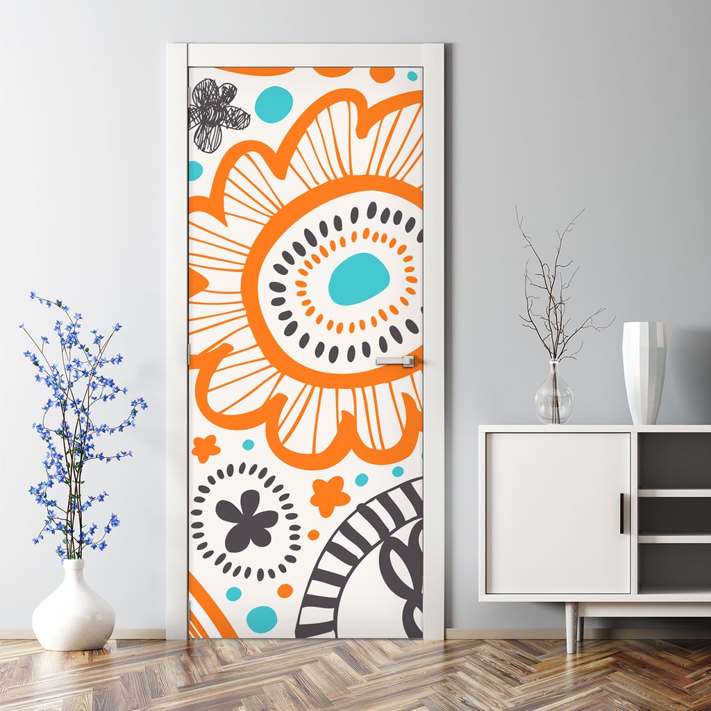 Dekorative Türposter selbstklebend Wandaufkleber Türaufkleber Pastellfarben Blumen 77 x 200 cm