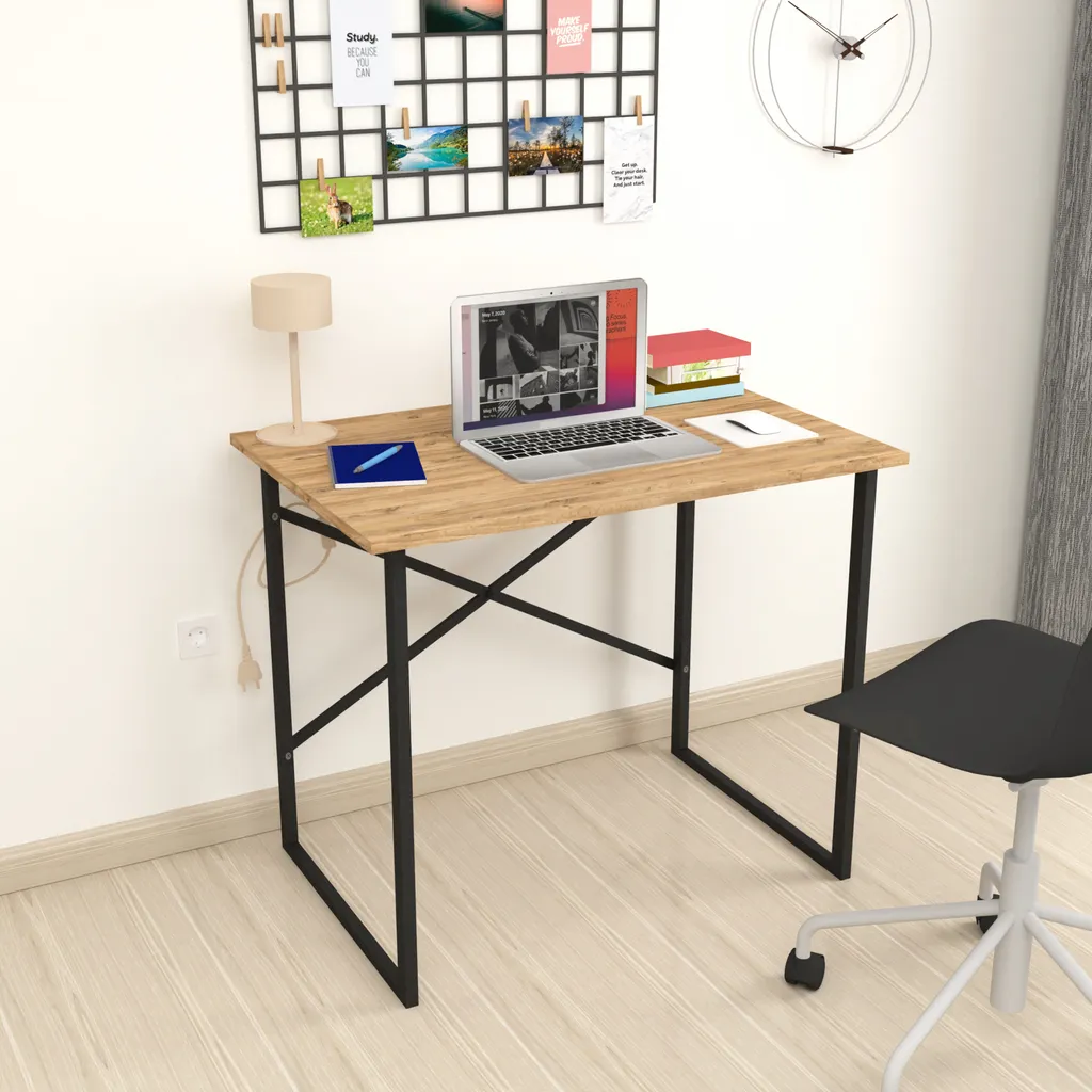 Table d'ordinateur portable Tjeldsund Bureau Compact de 90 cm en Chêne