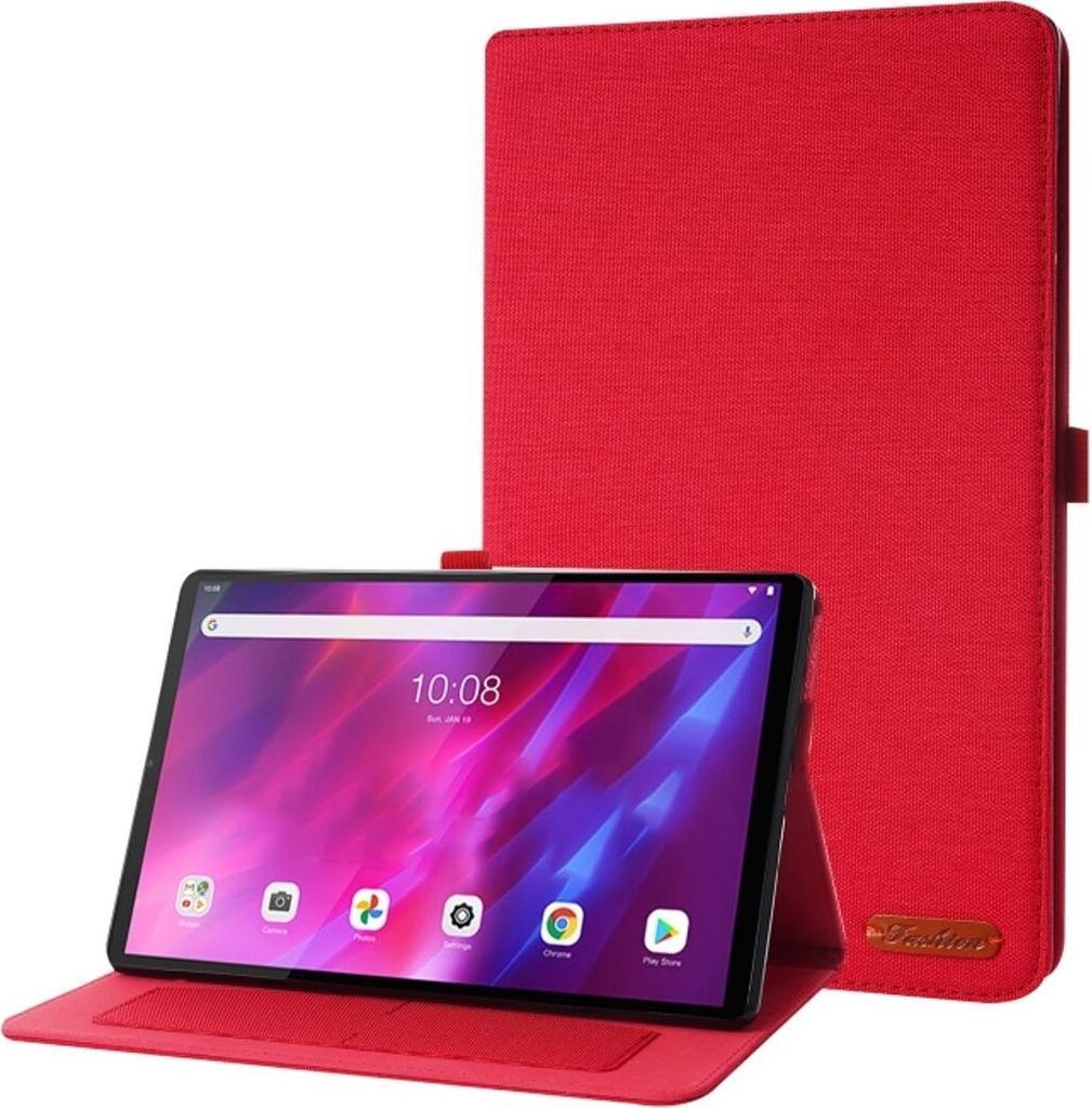 König Design Tablet-Hülle kompatibel mit Lenovo Tab K10 TB-X6C6F / TB-X6C6X / TB-X6C6NBF Stoff Smart Cover Case Etui Rot