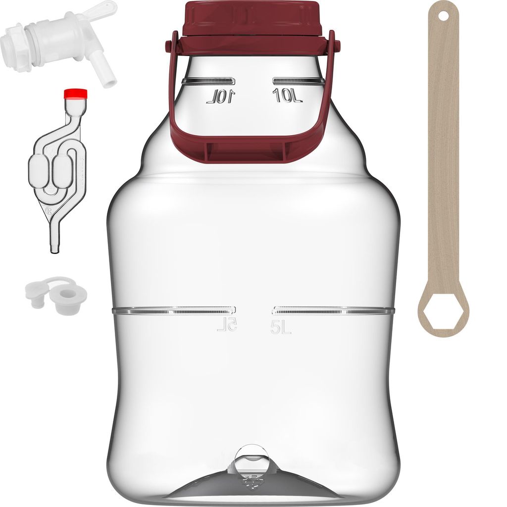 10 L Gärballon+ Hahn Weinballon Gärbehälter Flasche Produktbild 
