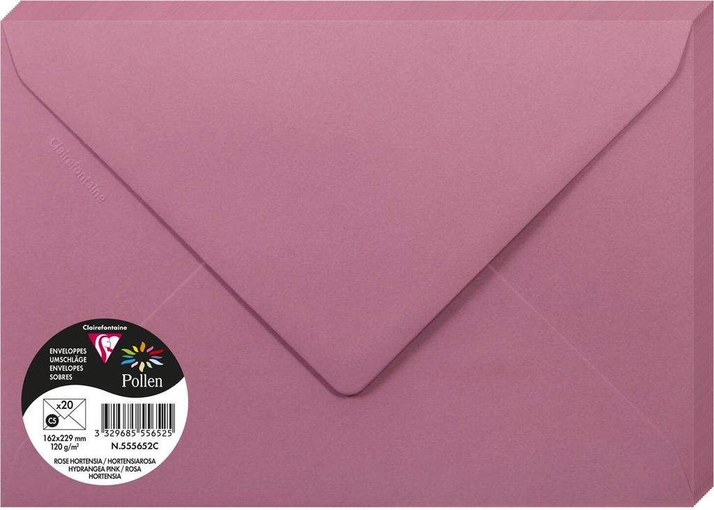 Clairefontaine Umschlag C5 Pollen 120g hortrosa