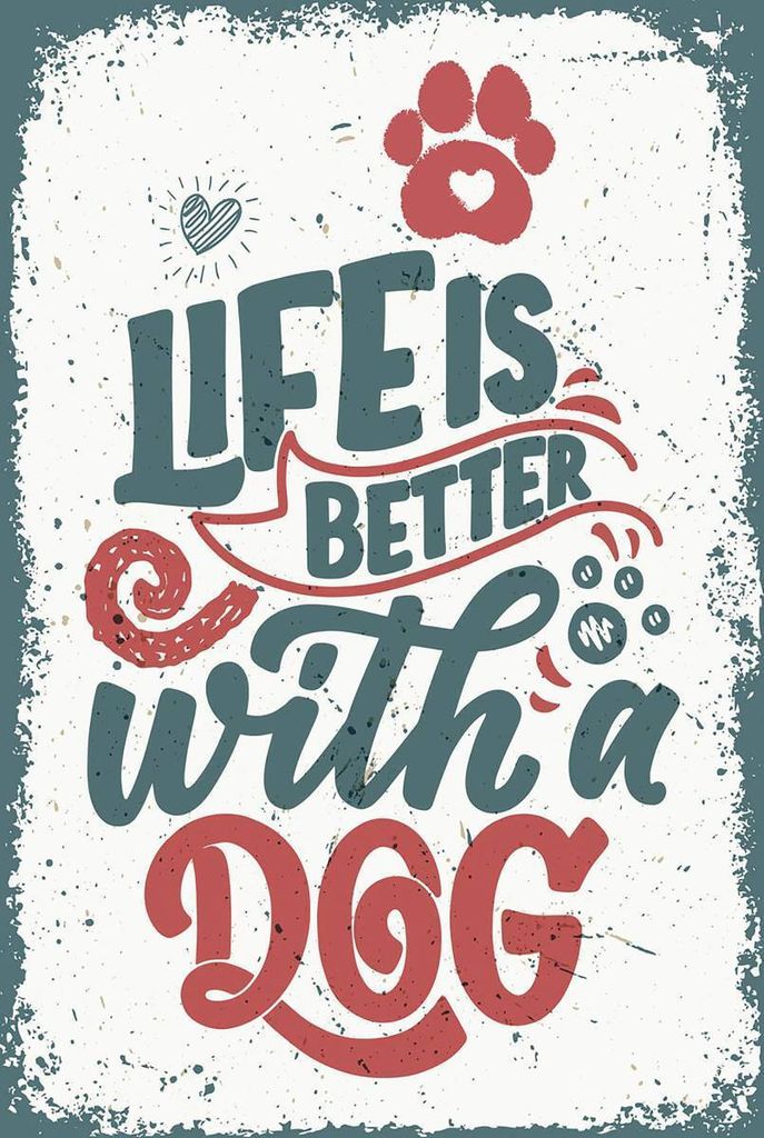 vianmo Holzschild 18x12 cm Life is better with a Dog rot
