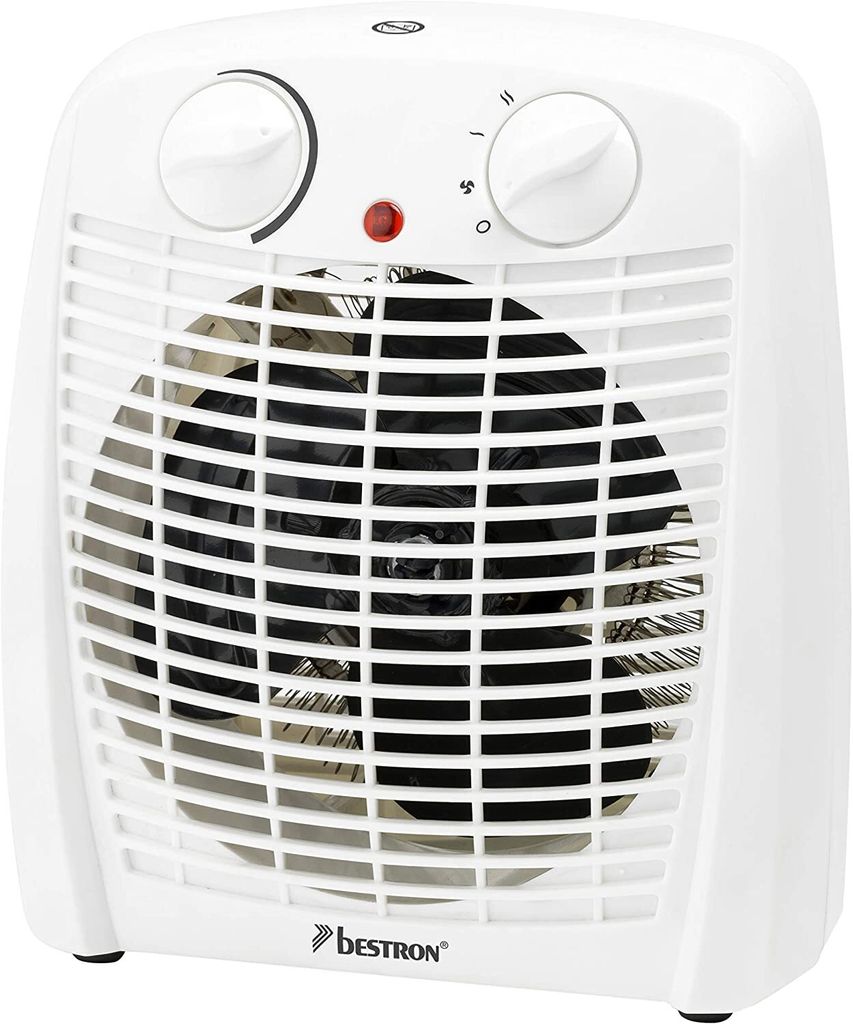 A white Bestron fan heater is shown against a white background.