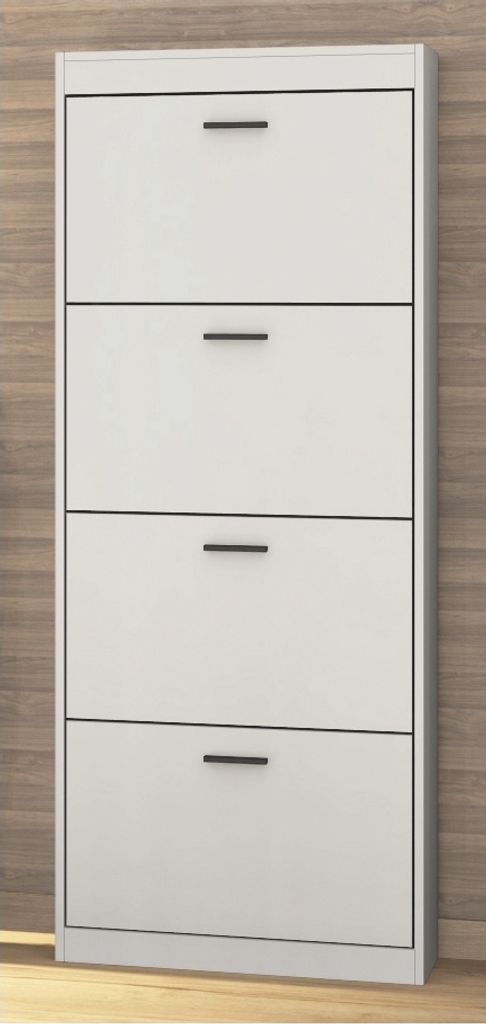 Schuhkipper ROTTE Schuhschrank Weiß 4 Klappen Doppelwalzen ca. 64/162/26 cm