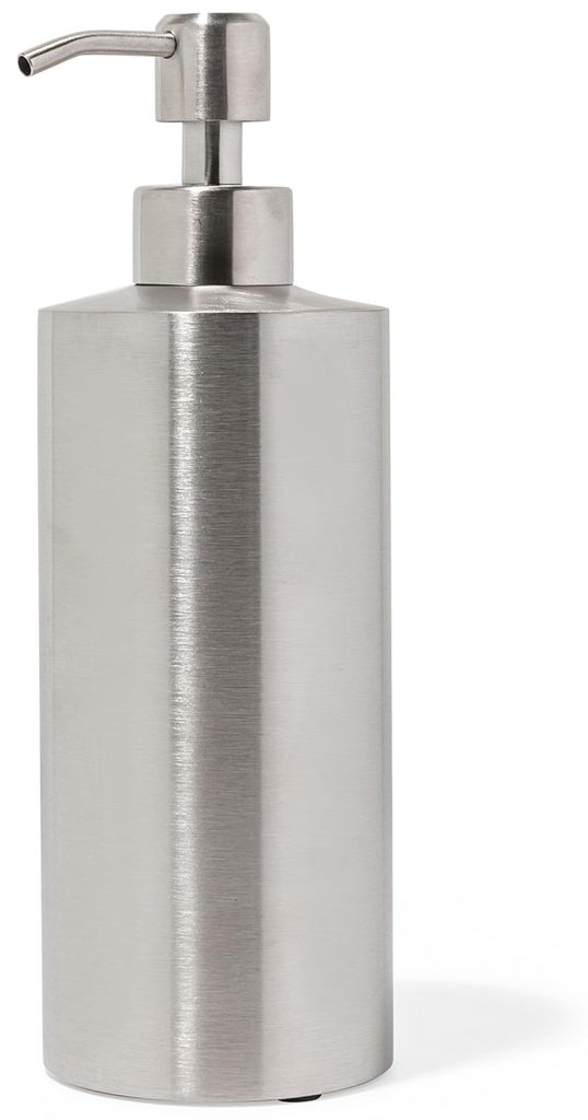 Silberner Edelstahl-Seifenspender für Bad und Küche, nachfüllbar, 450 ml, runde Edelstahlpumpe für Seife, Reinigungsmittel, Lotion und Arbeitsf...