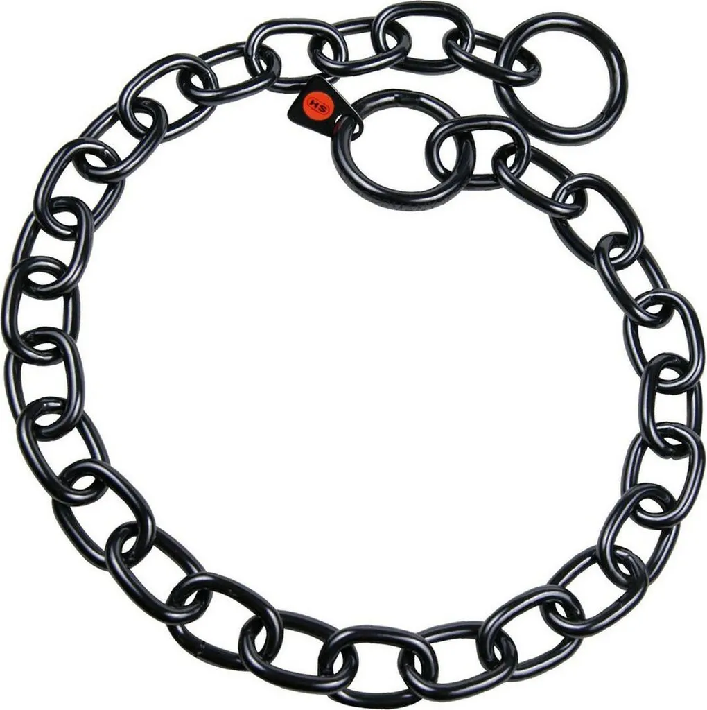 Herm Sprenger Collare Nero Acciaio Inox 4mm 69cm | Maglia Semilunga Cani
