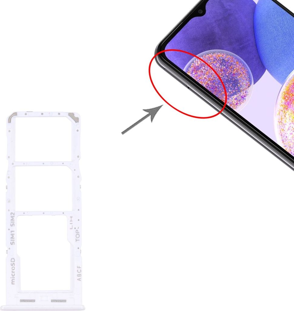 Dual Sim + Micro SD Karten Halter Adapter für Samsung Galaxy A23 5G Weiß