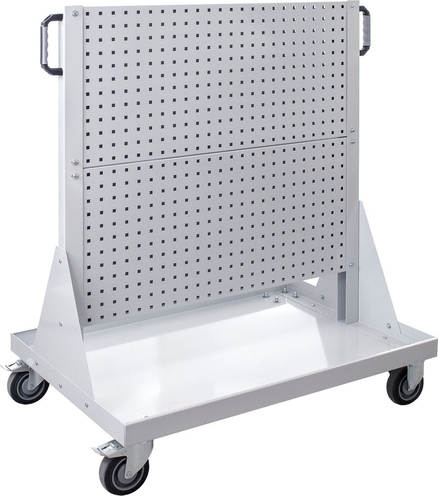 Rollwagen mit 4 Lochplatten | HxBxL 126x106x73cm | Lichtgrau