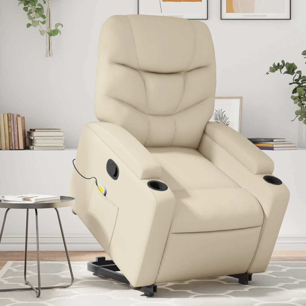 Cloris DesignMöbel Massagesessel mit Aufstehhilfe Creme Kunstleder , Klassische Sessel 2024 Neu
