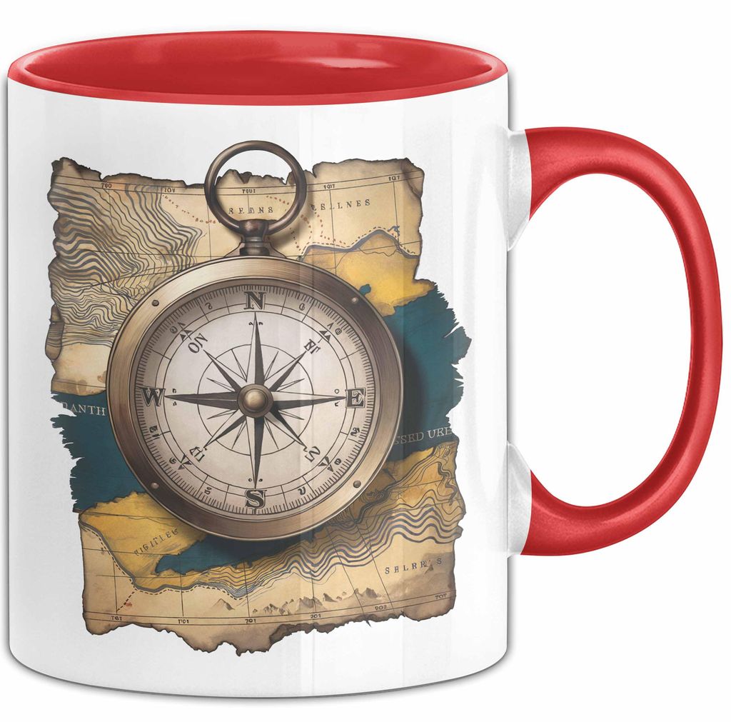 Abenteurer Tasse Geschenkidee für Outdoor Entdecker (Rot)