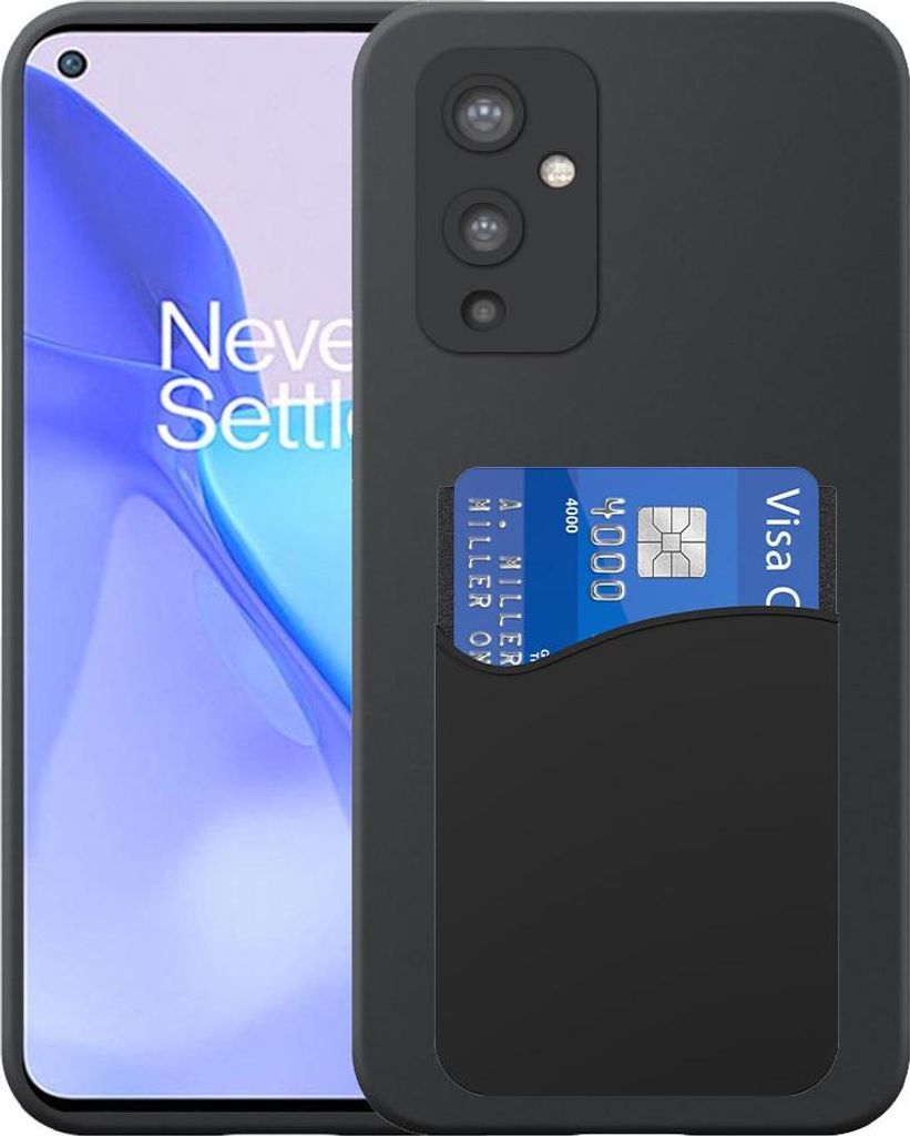 Geeignet für OnePlus 9 Phone Case mit Silikon-Kartenhalter - Flexible Back Cover Case Silikon TPU mit Silikon Cardslot - Schwarz - Smartphonica