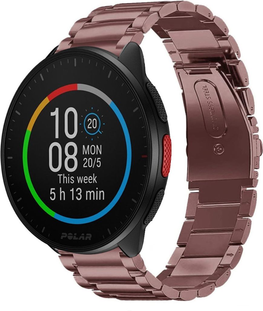 Strap-it Stahlarmband - Kompatibel mit Polar Pacer Armband Ersatzarmband Edelstahl Armband mit faltschließe Sportuhr zubehör für smartwatch 20mm...