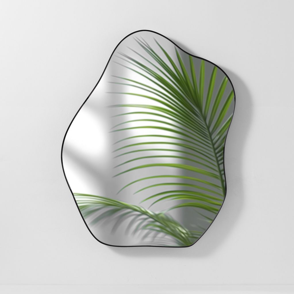 Navaris Deko Wand Spiegel asymmetrisch - 55 x 43,5cm - Wandspiegel modern - für Flur Gäste WC Wohnzimmer Schlafzimmer - Flurspiegel Garderobenspi...