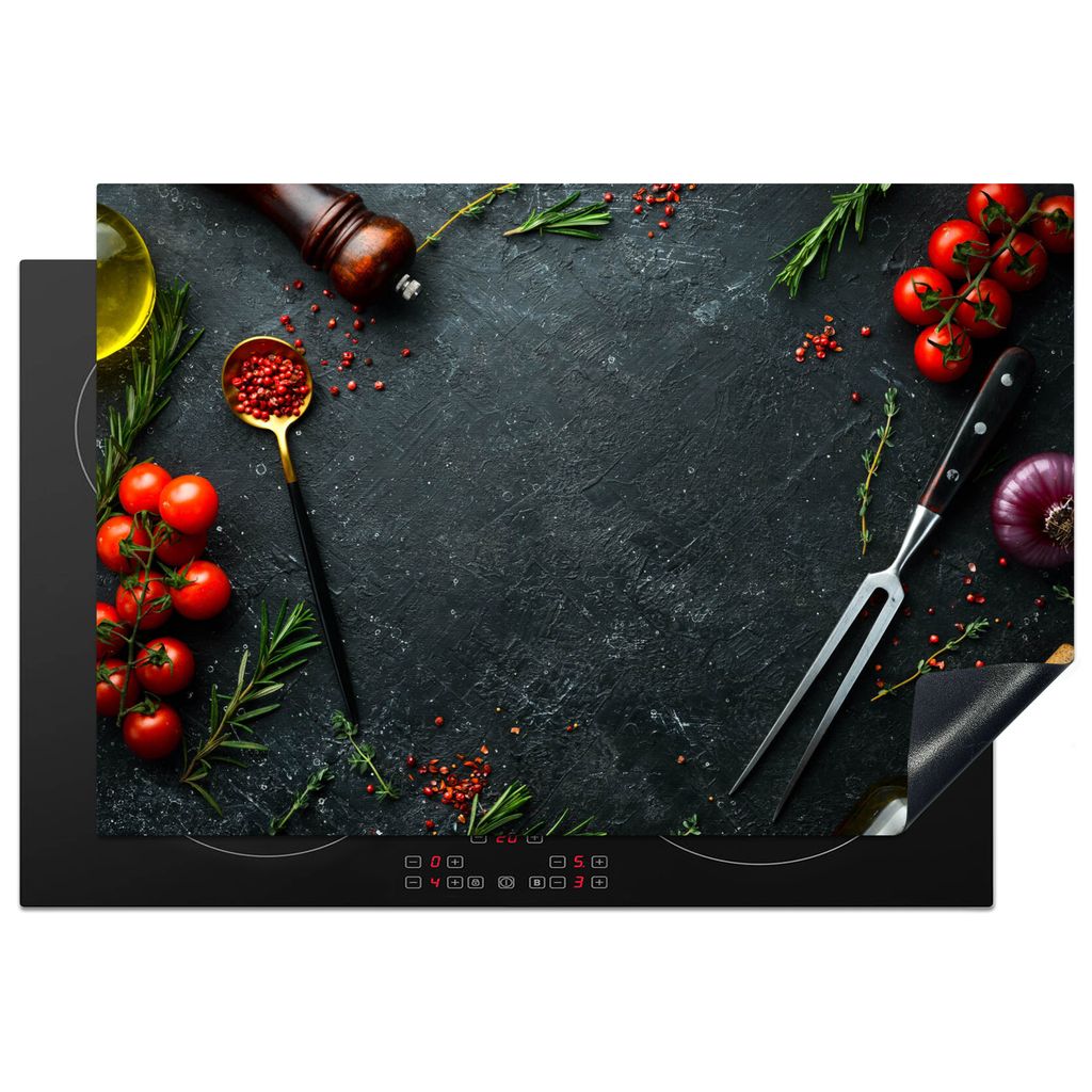 KitchenYeah Herdabdeckplatte Stilleben - Kräuter - Italienisch - Gewürze , 78x52cm, Küche Deko, Glaskeramikkochfeld Herdabdeckung, Abdeckplatt...