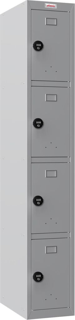 Phoenix PL1430GGC Schließfach Locker Grau - 1 Spind 4 Türen - Kombinationsschloss - Für Büro, Lager, Fitness