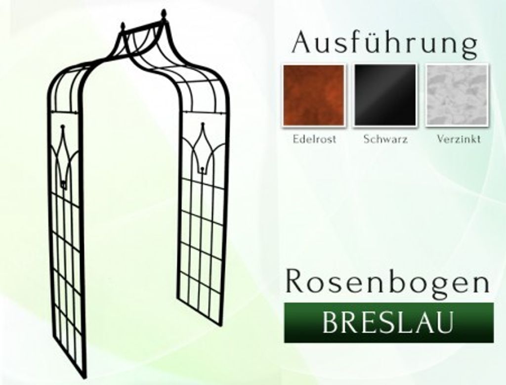 GardenAndPools Rosenbogen BRESLAU Gesamtbreite 1,30 m Edelrost Pergola Metallrosenbogen Gartenbogen Rosensäule