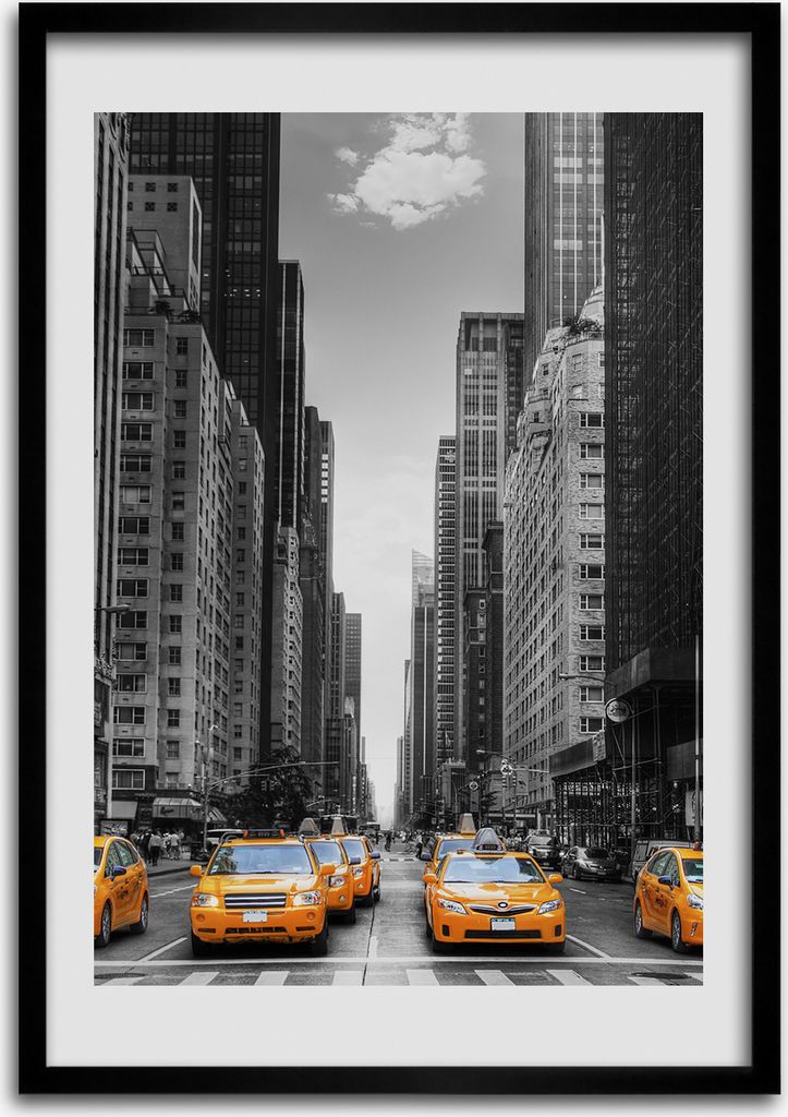 Bild - Bilderrahmen - 50 cm x 70 cm - MDF - Rahmen - Wandkunst Taxis New York