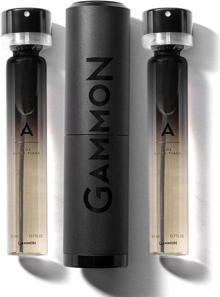 GAMMON Black Notes Parfum Starter-Set A (2x20 ml), das holzig-süße BLACK PIANO Herren Parfum, Oriental Duft für Männer mit 20 prozent Parfum-Ö...