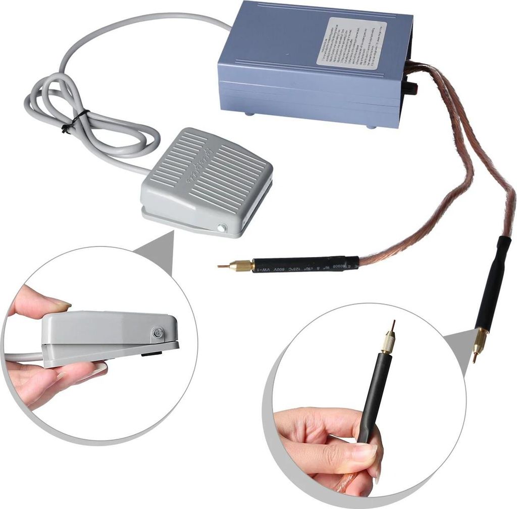 Punktschweißgerät - Handgerät - 5000 W Hochleistung - 0–800 A einstellbar - Fußpedal - Für 18650-Akkus - EU‐Stecker - Rostrot