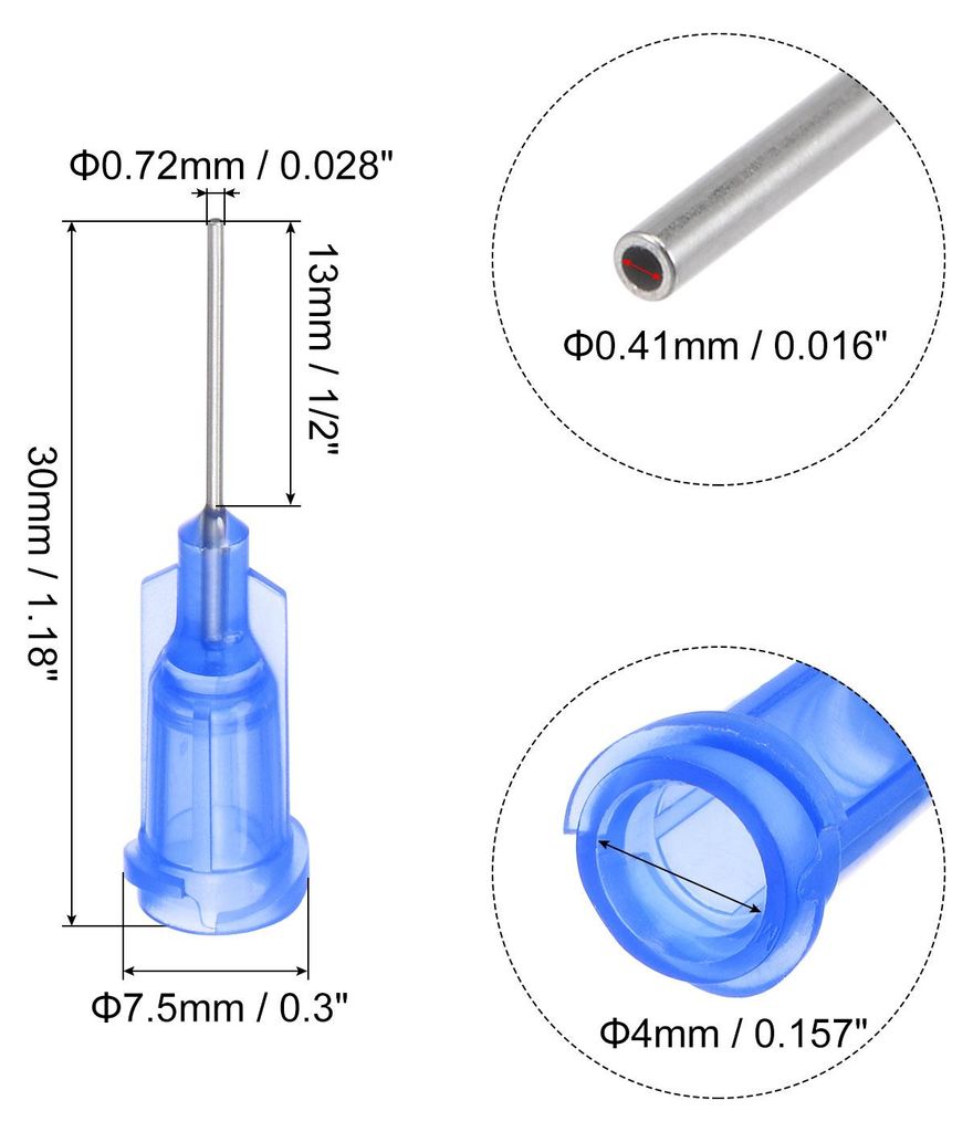 Industrielle Stumpfe Spitzen Kanš¹len 22G 1/2 Zoll L?nge mit Luer Lock Schraubanschluss, Dosierkanš¹le fš¹r Flš¹ssigklebepistole, 100 Stš...