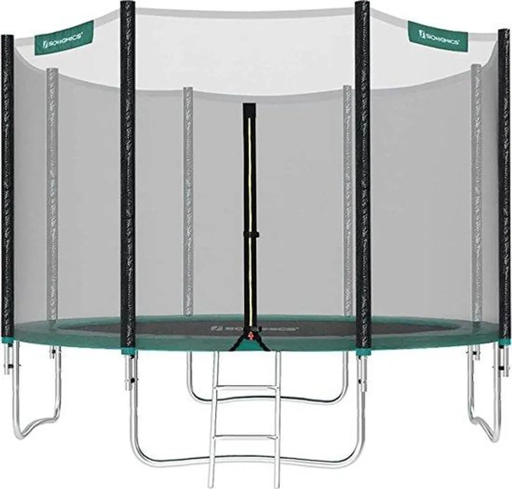 Trampoline 305 cm sécurisé avec coussin de protection bleu et filet
