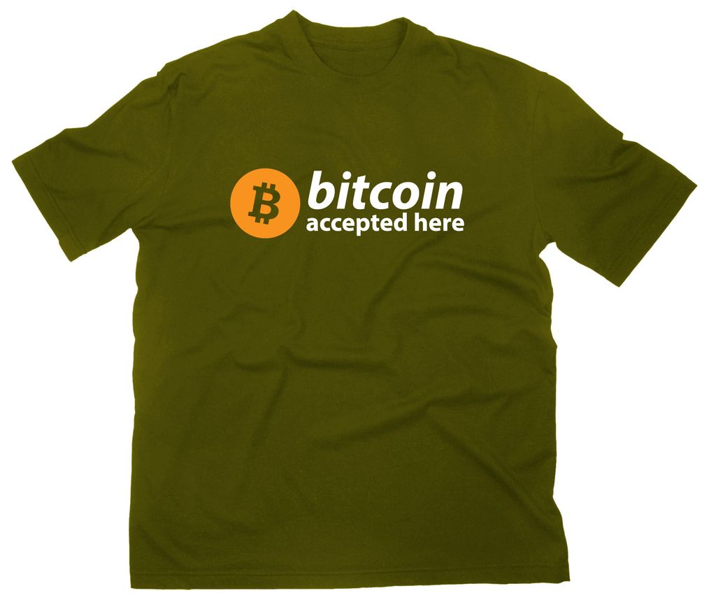Styletex23 T-Shirt Bitcoin Accepted Here Logo, oliv, XL