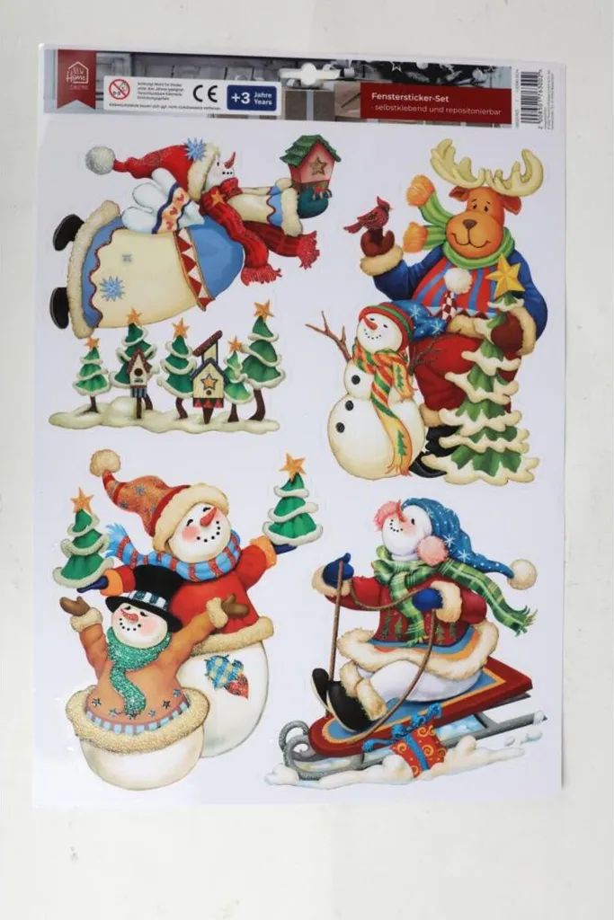 Décoration de Noël pour Vitre Stickers Avent 41x29cm Maison Lot de 12