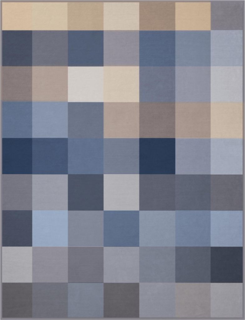Coperta Biederlack con bordo in velluto Colore blu Immagine del prodotto 