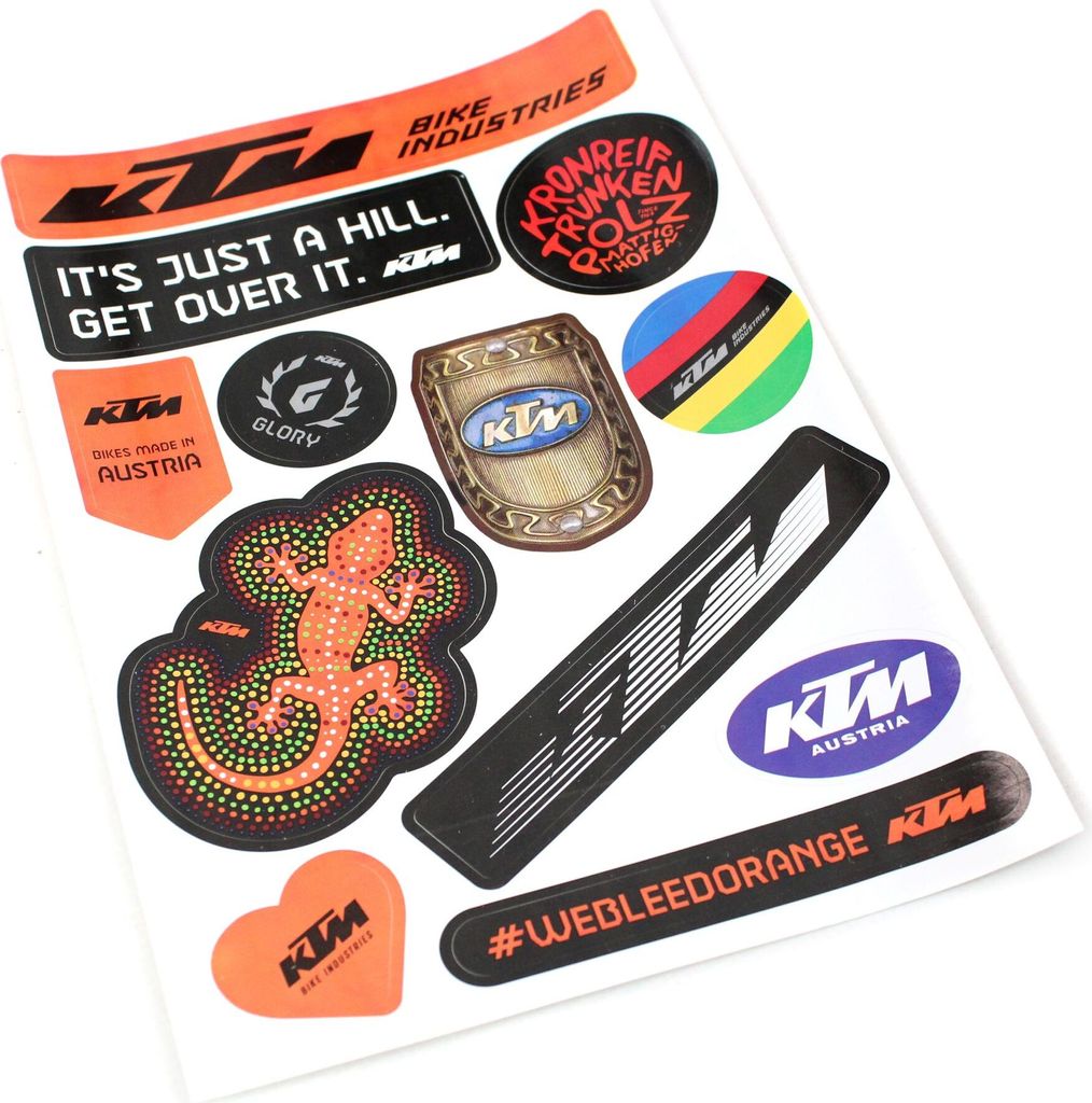 KTM Sticker Bogen - Special Edition - Aufkleber mit 12 unterschiedlichen Motiven, diverse Logos und Grafiken