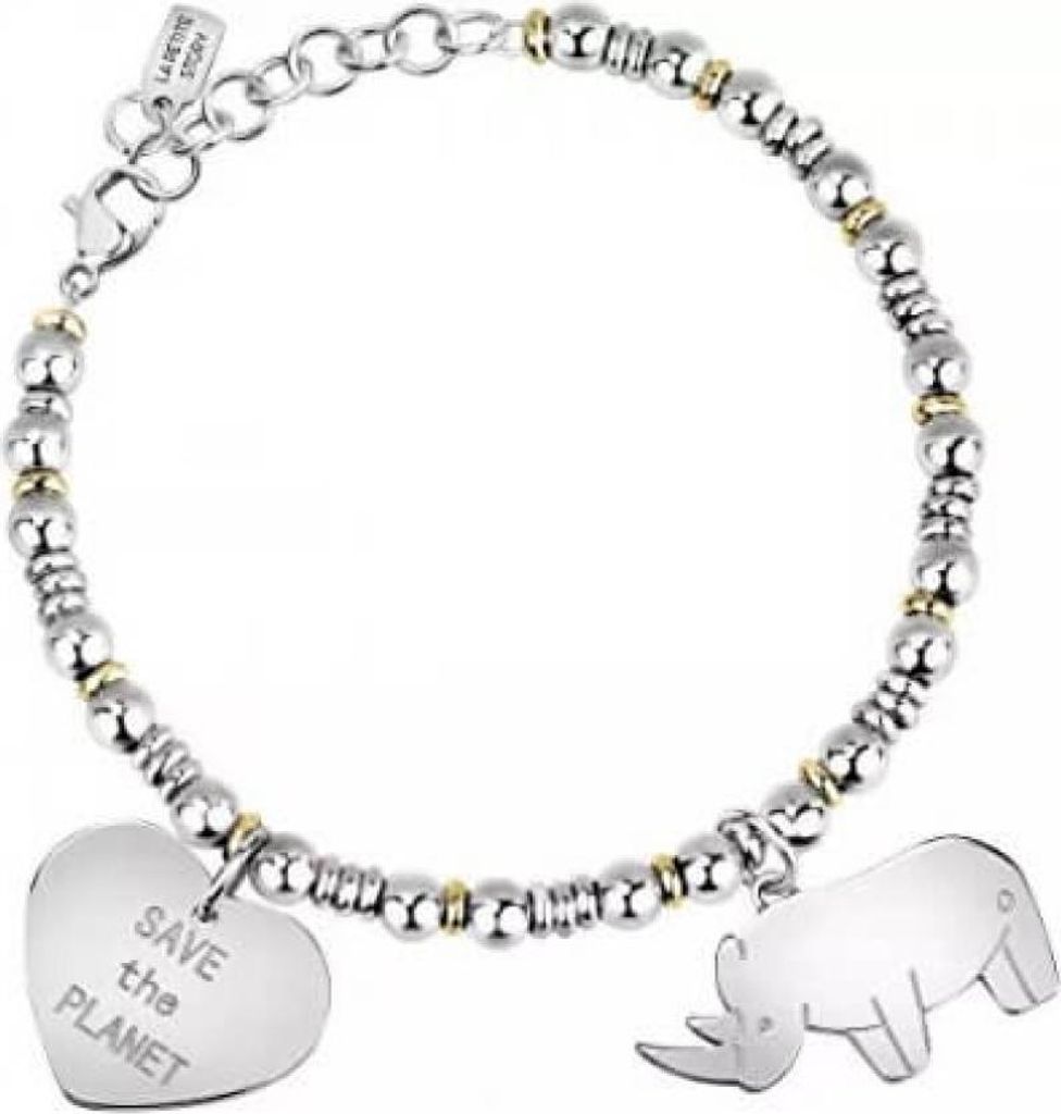 Steel solid bracelet with pendants Save the Planet LPS05ATA12