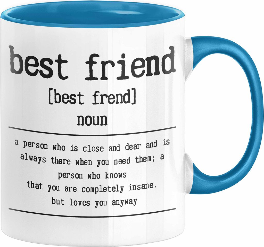 Bester Freund Beste Freundin Geschenk Tasse Definition Lustiger Spruch BFF Beste Friends Kaffee-Becher Häferl (Blau)