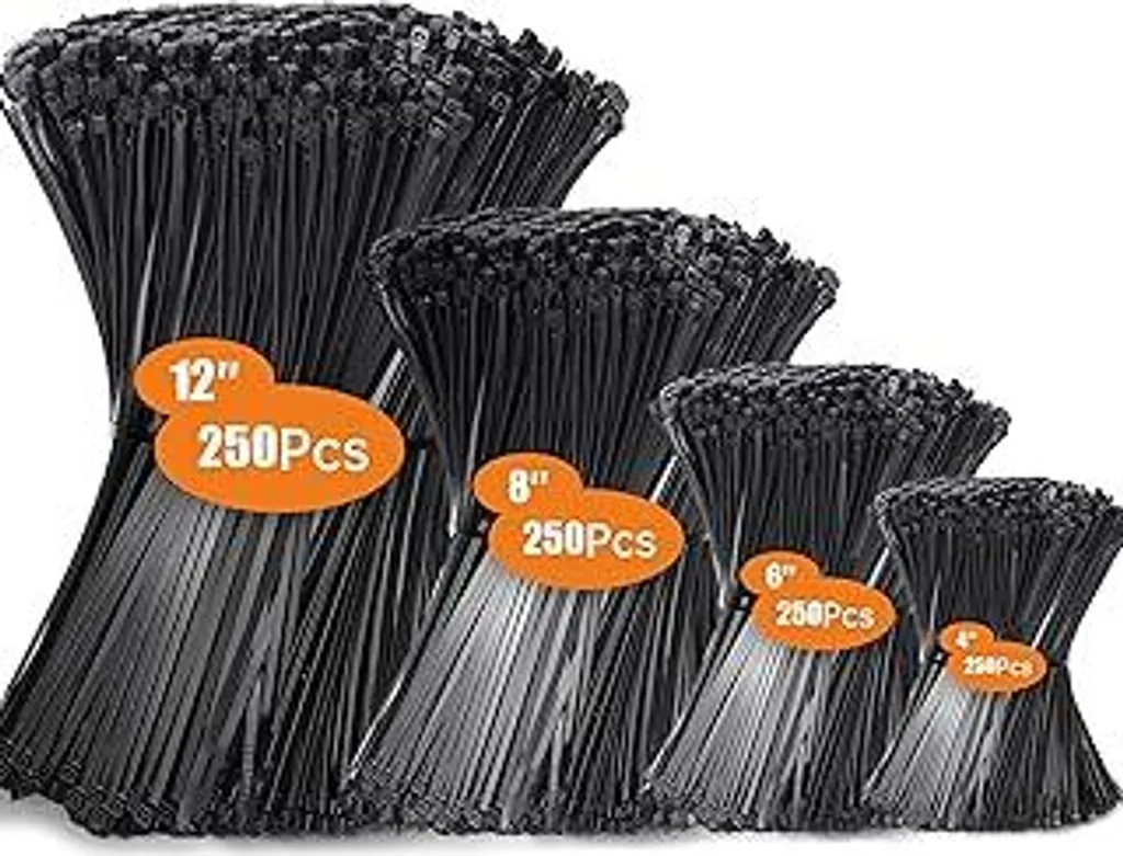 Kit 1000 Fascette Cablaggio Nylon 6.6 Nere Anti-UV Alta Resistenza