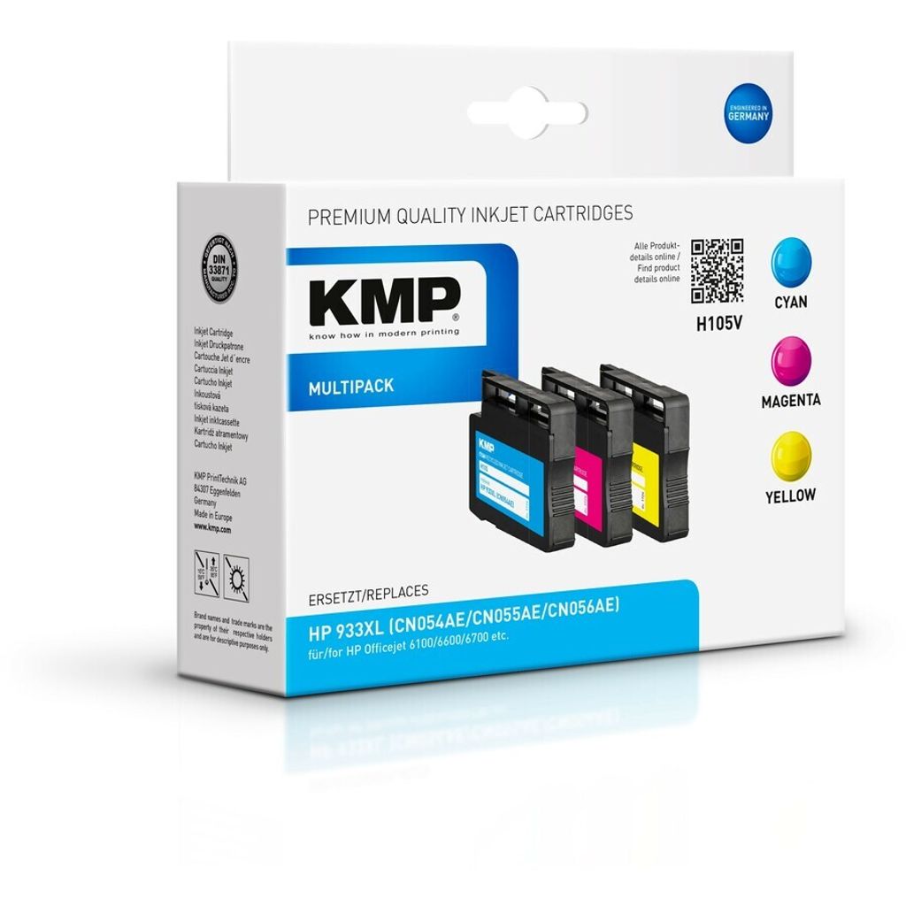 KMP 105V Vorteilspack C/M/Y komp. mit HP 933 XL Produktbild 