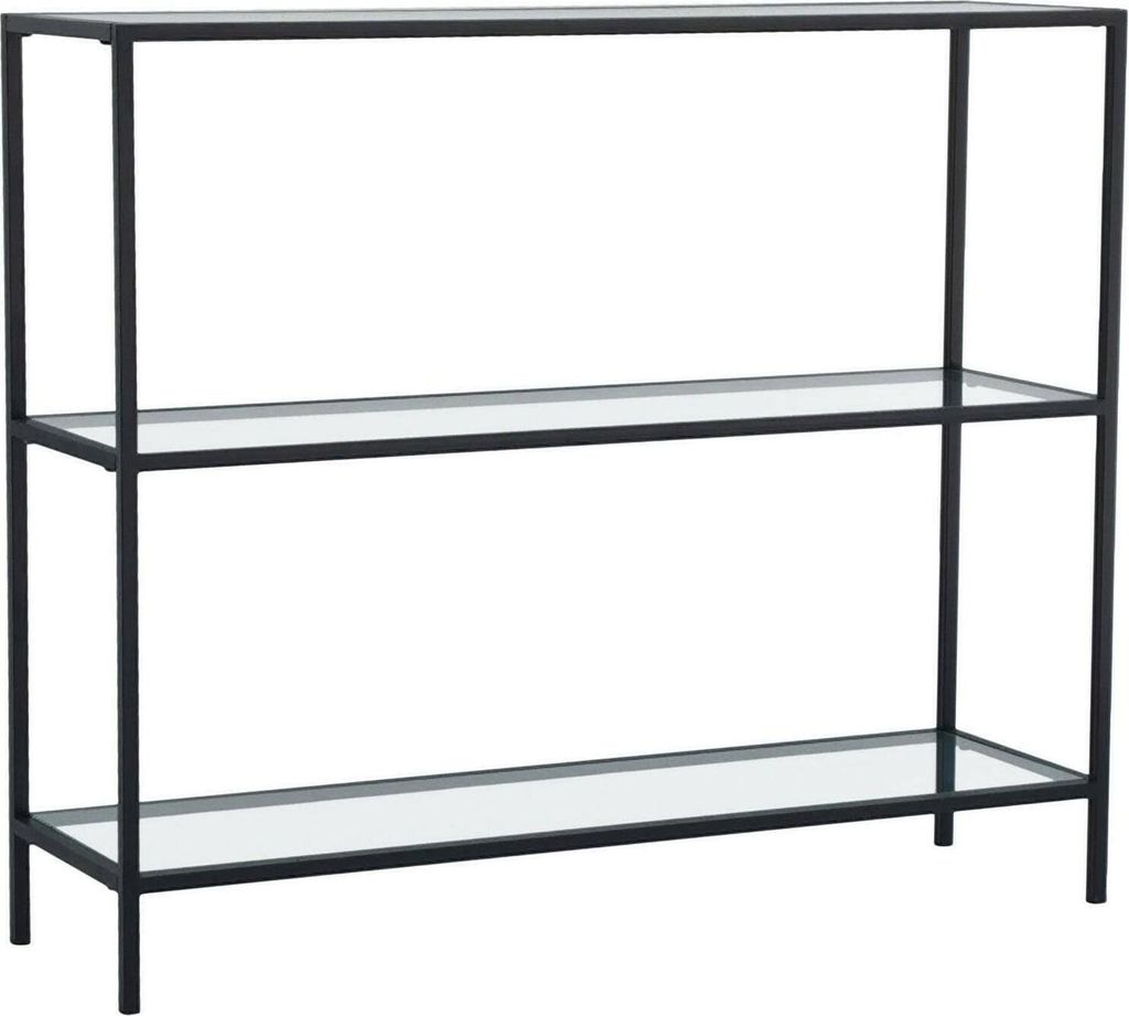 Konsolentisch Dkerriga, Ausziehbarer Mehrzwecktisch, Eingangskonsole, Regal mit Erweiterungen, 100x30h85 cm, Schwarz