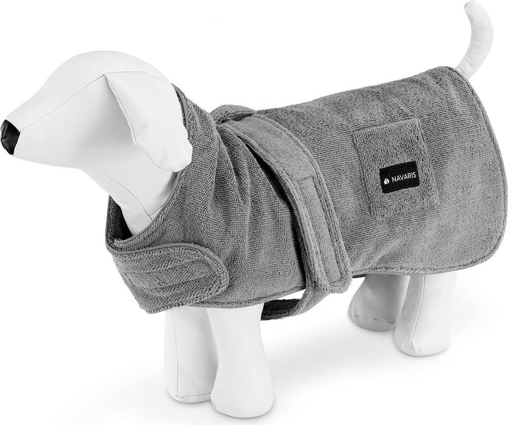 Navaris Hundebademantel Hundehandtuch - Handtuch für Hund mittelgroß - Träger verstellbar mit Klettverschluss - Hunde Bademantel weich bequem