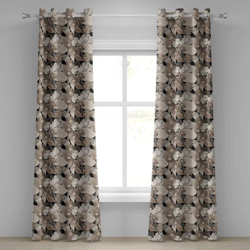 Rideau occultant partiel fleurs vintage beige 280x175 cm pour fenêtre